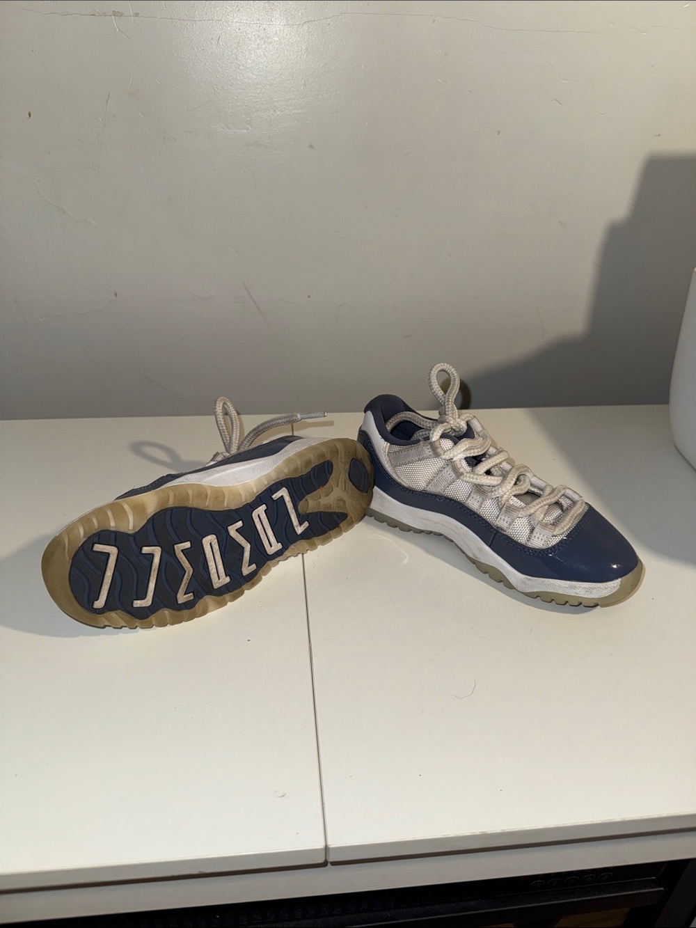 Jordan Kids Navy and White Low-Top Sneakers